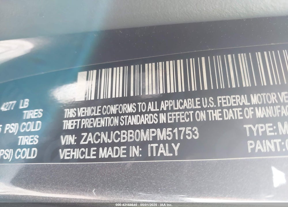 2021 JEEP RENEGADE VIN: ZACNJCBB0MPM51753