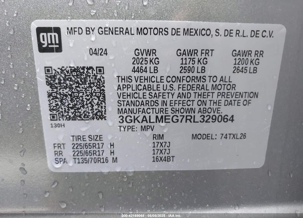 2024 GMC TERRAIN FWD SLE VIN: 3GKALMEG7RL329064