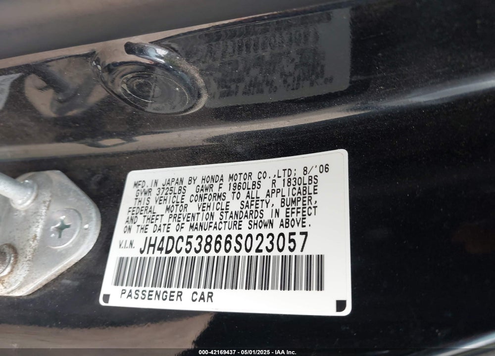 2006 ACURA RSX VIN: JH4DC53866S023057