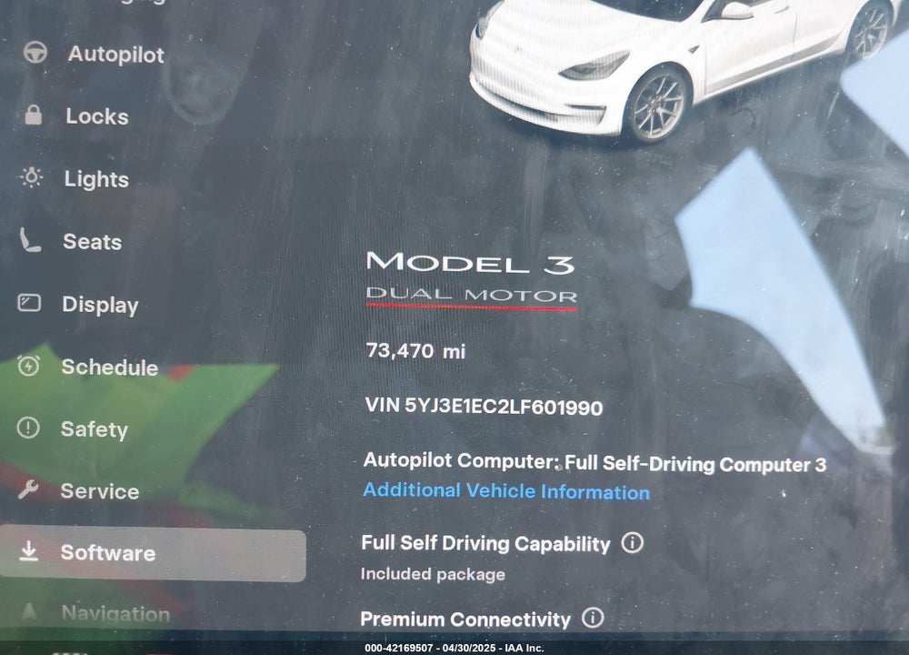 2020 TESLA MODEL 3 VIN: 5YJ3E1EC2LF601990