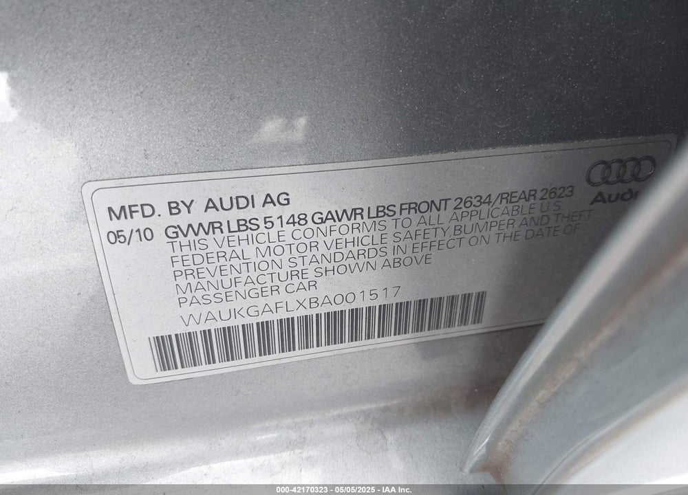 2011 AUDI S4 3.0 PREMIUM PLUS VIN: WAUKGAFLXBA001517
