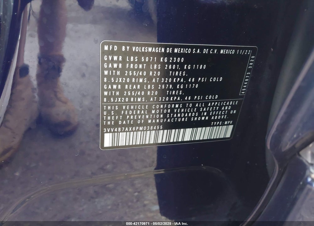 2023 VOLKSWAGEN TIGUAN VIN: 3VV4B7AX8PM038455