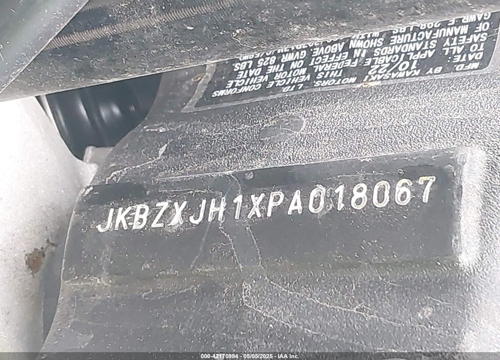 2023 KAWASAKI ZX636 K VIN: JKBZXJH1XPA018067
