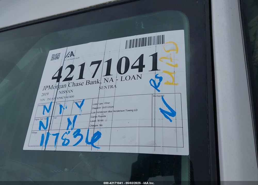 2019 NISSAN SENTRA S VIN: 3N1AB7AP6KY443400