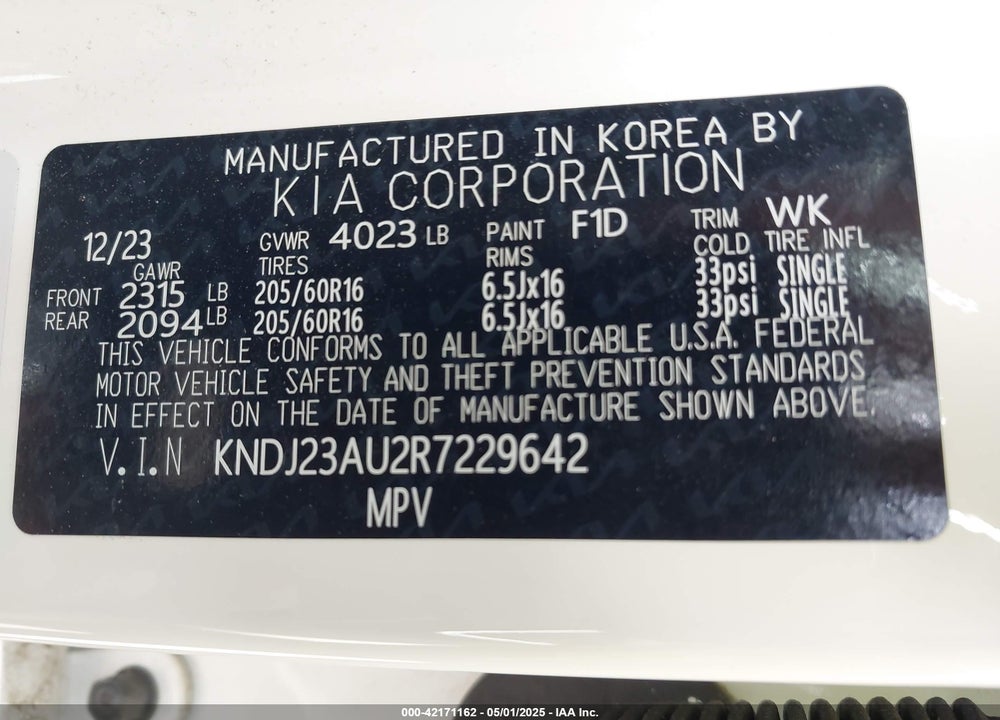 2024 KIA SOUL !/+/S VIN: KNDJ23AU2R7229642