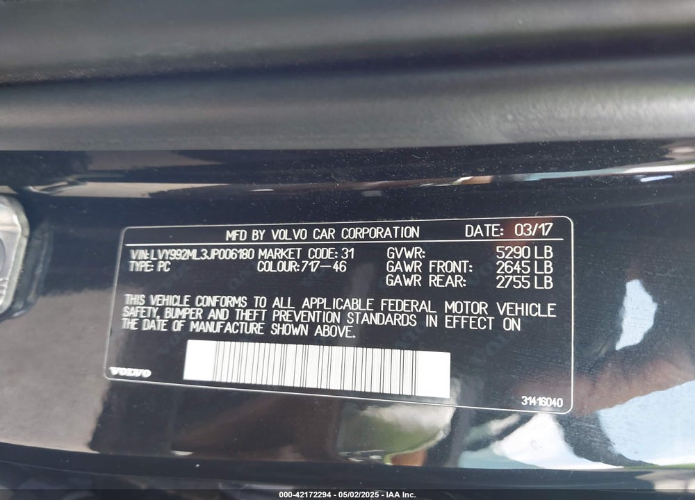 2018 VOLVO S90 VIN: LVY992ML3JP006180