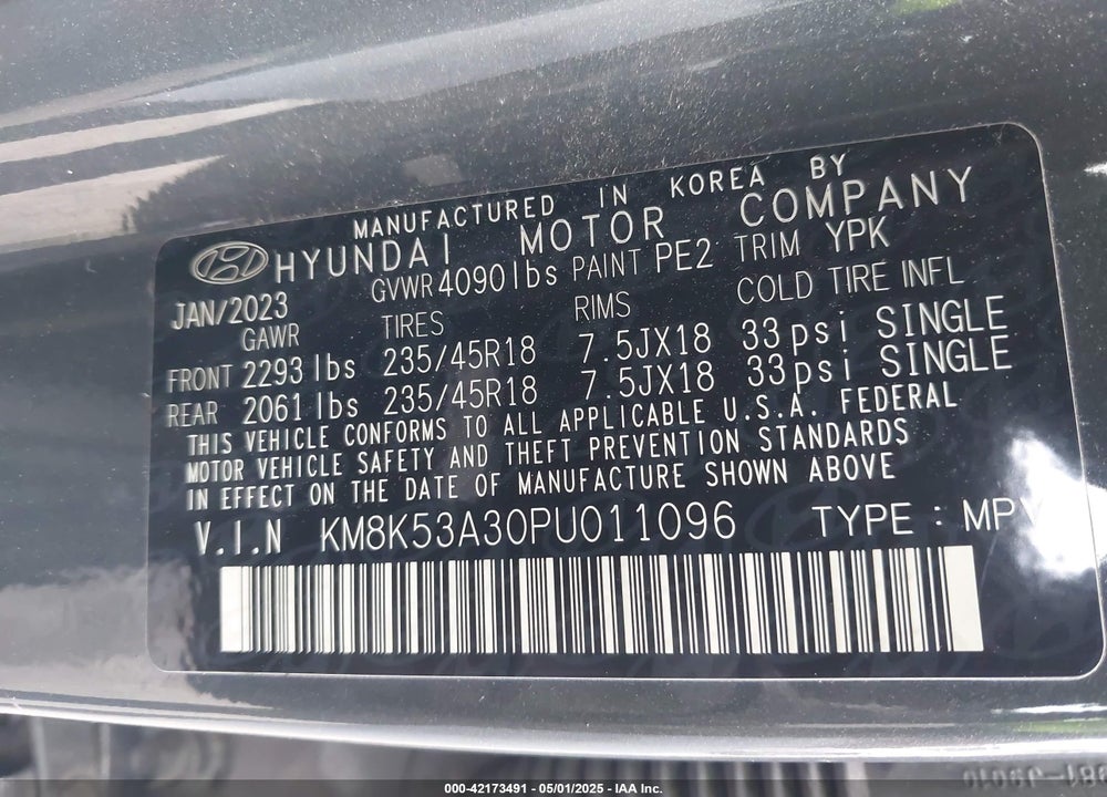 2023 HYUNDAI KONA LIMITED VIN: KM8K53A30PU011096