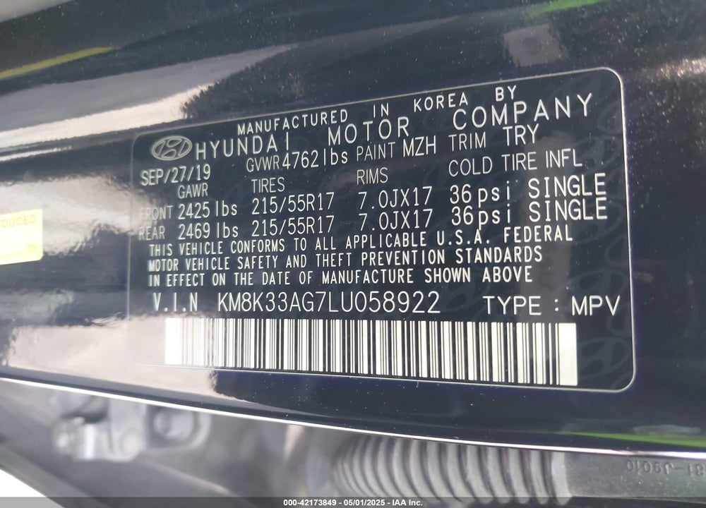 2020 HYUNDAI KONA ELECTRIC LIMITED VIN: KM8K33AG7LU058922
