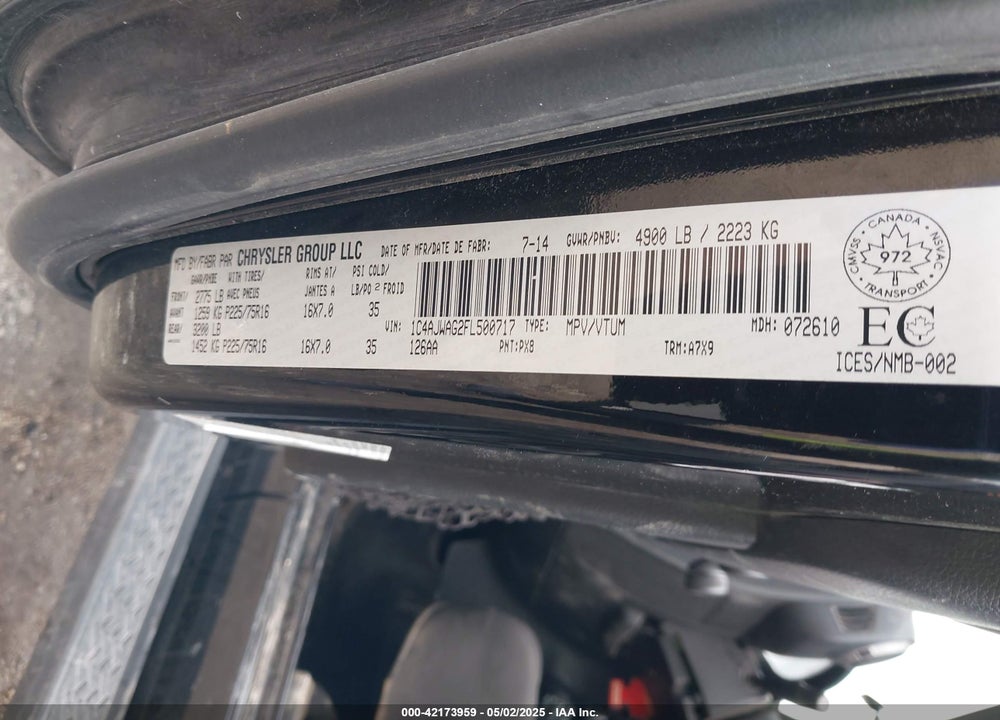 2015 JEEP WRANGLER / VIN: 1C4AJWAG2FL500717