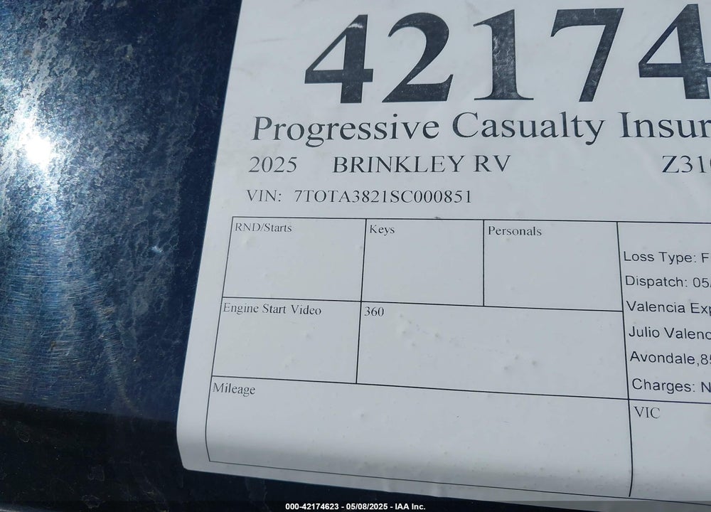 2025 BRINKLEY RV Z3100 VIN: 7T0TA3821SC000851