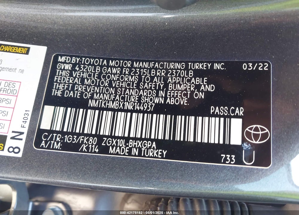 2022 TOYOTA C-HR VIN: NMTKHMBX1NR144937