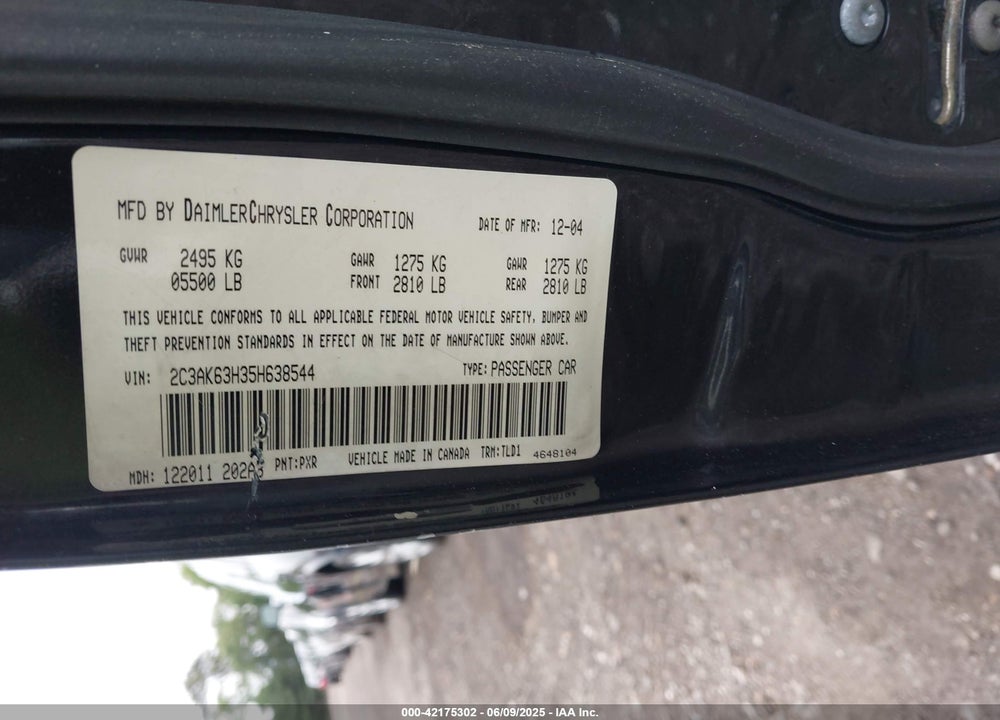 2005 CHRYSLER 300 300C AWD VIN: 2C3AK63H35H638544
