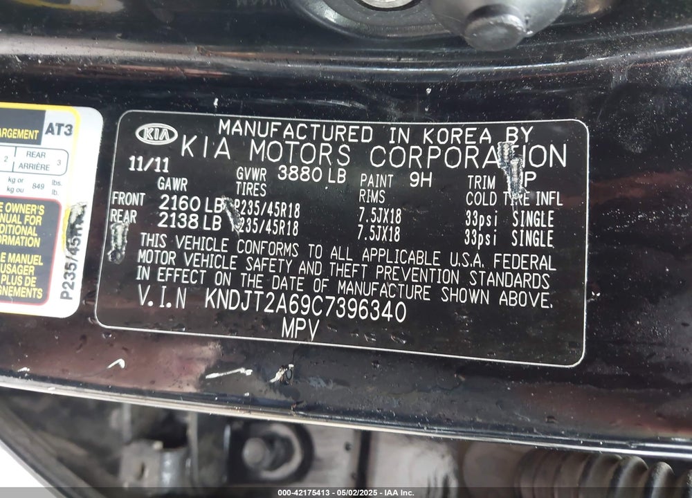 2012 KIA SOUL VIN: KNDJT2A69C7396340