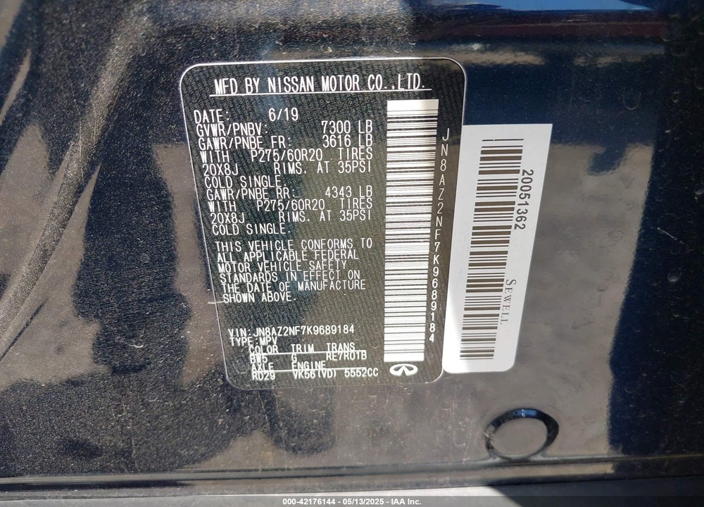 2019 INFINITI QX80 VIN: JN8AZ2NF7K9689184