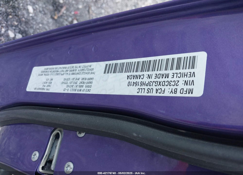 2023 DODGE CHARGER VIN: 2C3CDXGJ3PH616410