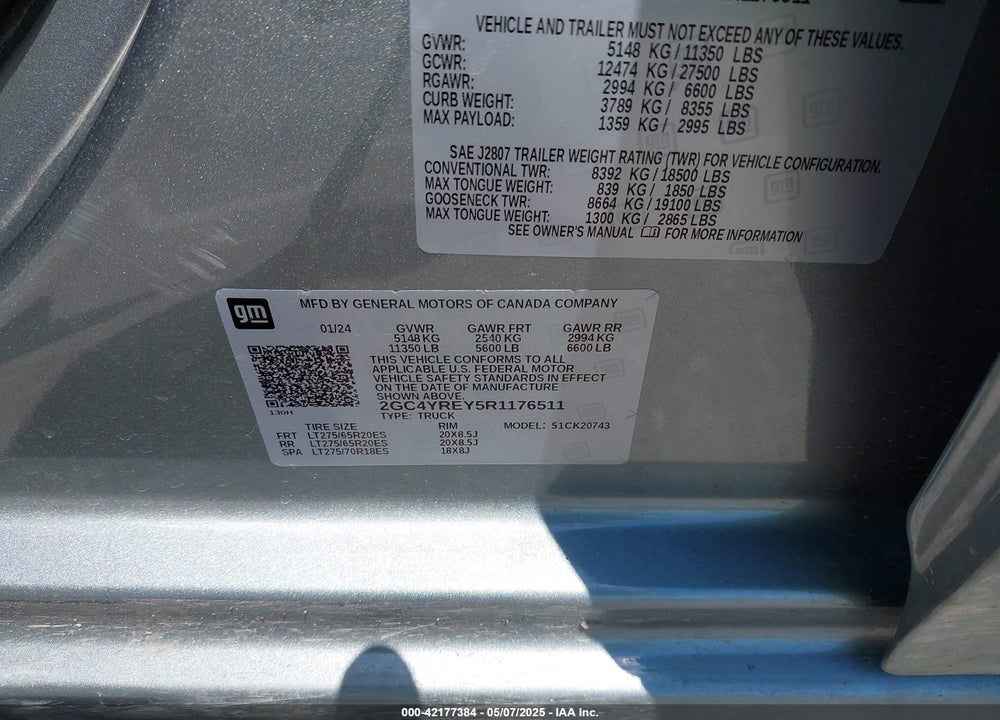 2024 CHEVROLET SILVERADO 2500HD 4WD STANDARD BED HIGH COUNTRY VIN: 2GC4YREY5R1176511