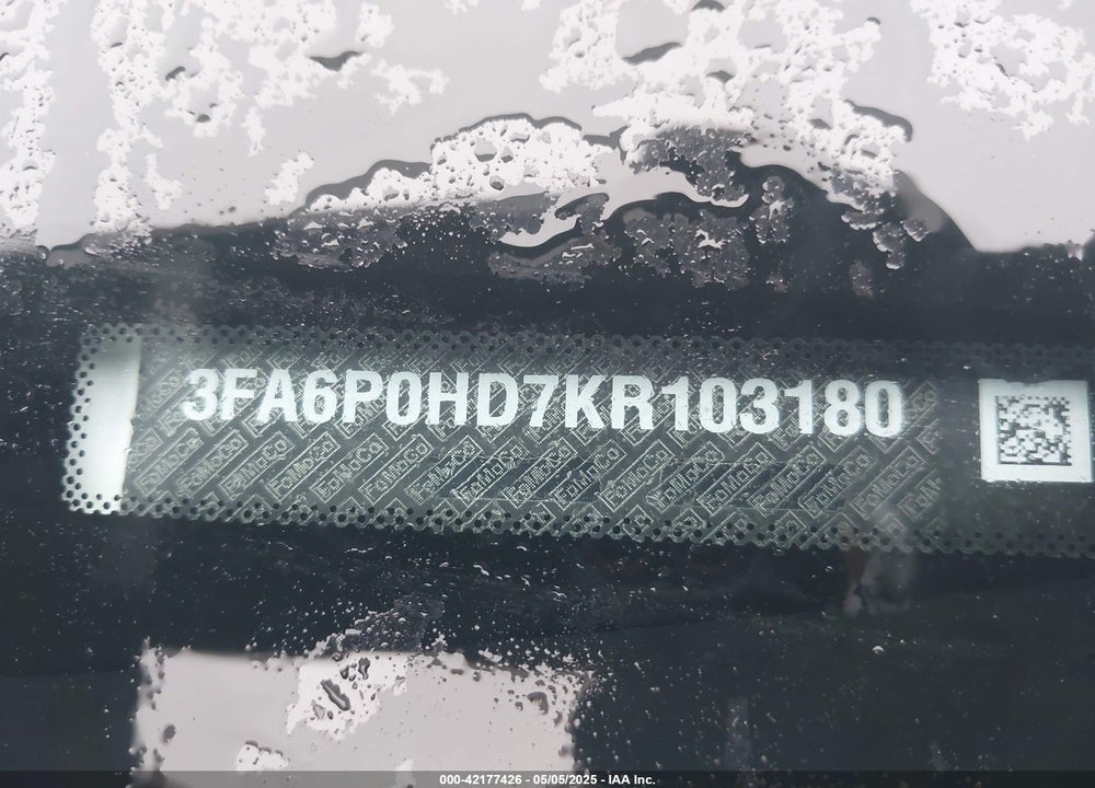 2019 FORD FUSION SE VIN: 3FA6P0HD7KR103180