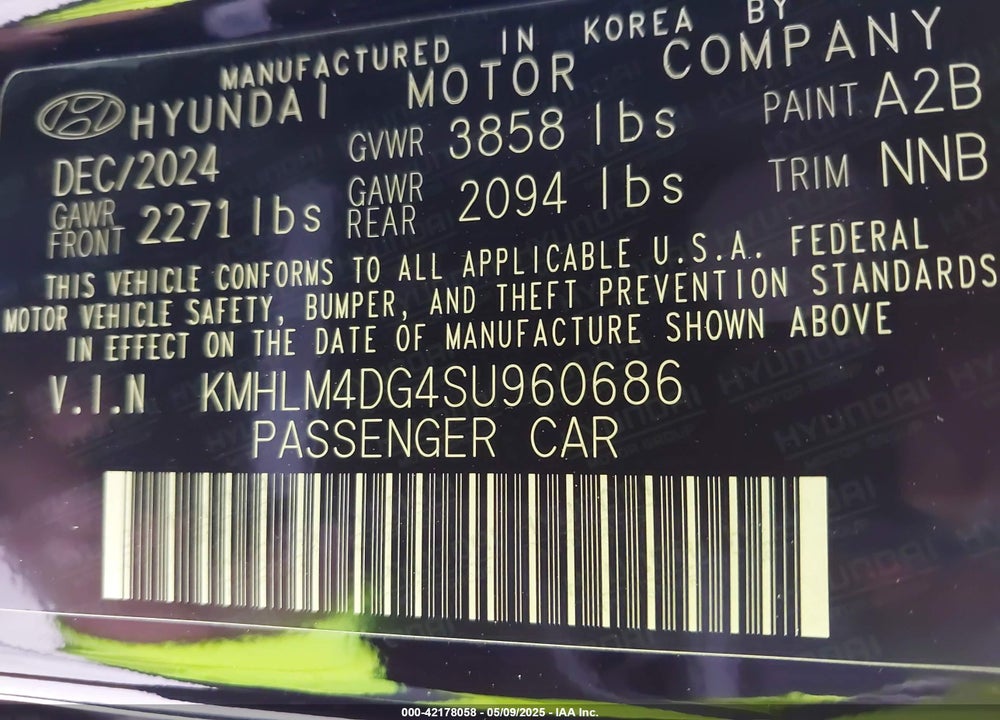 2025 HYUNDAI ELANTRA VIN: KMHLM4DG4SU960686