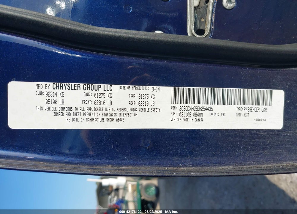 2014 DODGE CHARGER SXT PLUS VIN: 2C3CDXHG5EH254435