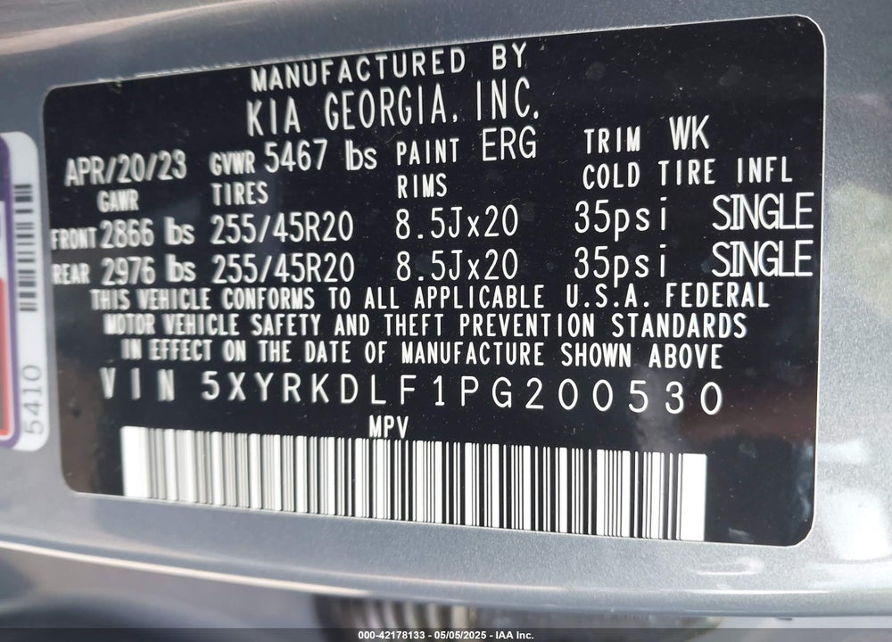 2023 KIA SORENTO VIN: 5XYRKDLF1PG200530