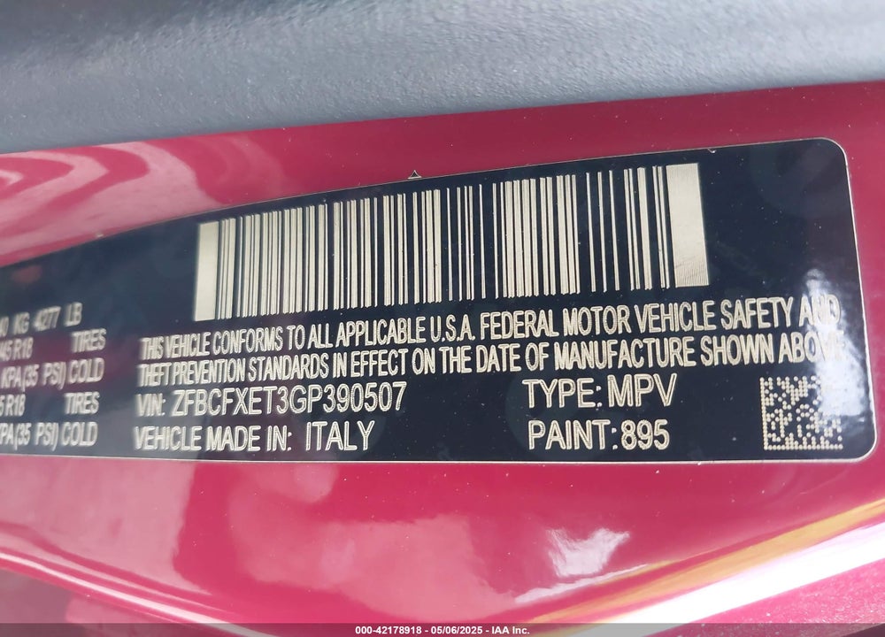 2016 FIAT 500X VIN: ZFBCFXET3GP390507