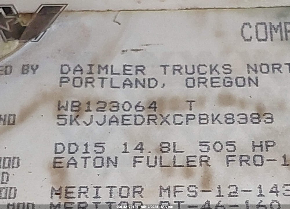 2012 WESTERN STAR/AUTO CAR CONVENTIONAL 4900FA VIN: 5KJJAEDRXCPBK8383