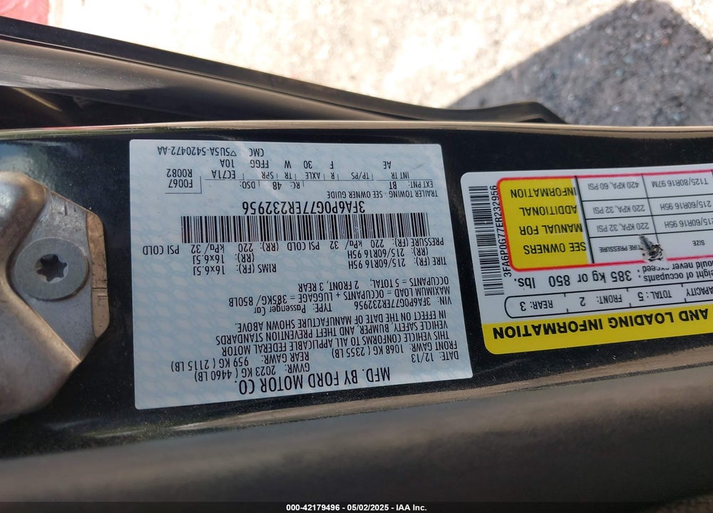 2014 FORD FUSION VIN: 3FA6P0G77ER232956