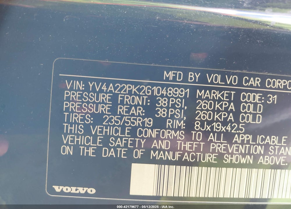 2016 VOLVO XC90 T6 MOMENTUM VIN: YV4A22PK2G1048991