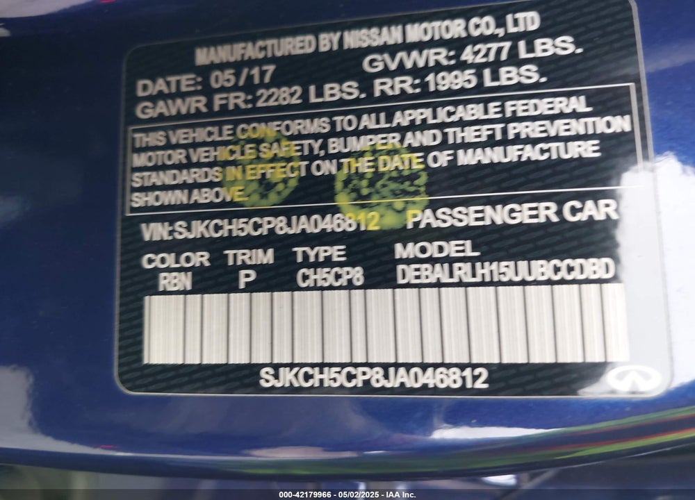 2018 INFINITI QX30 PREMIUM VIN: SJKCH5CP8JA046812