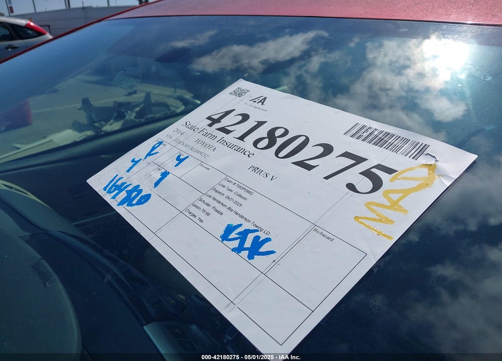 2014 TOYOTA PRIUS V TWO VIN: JTDZN3EUXEJ009232