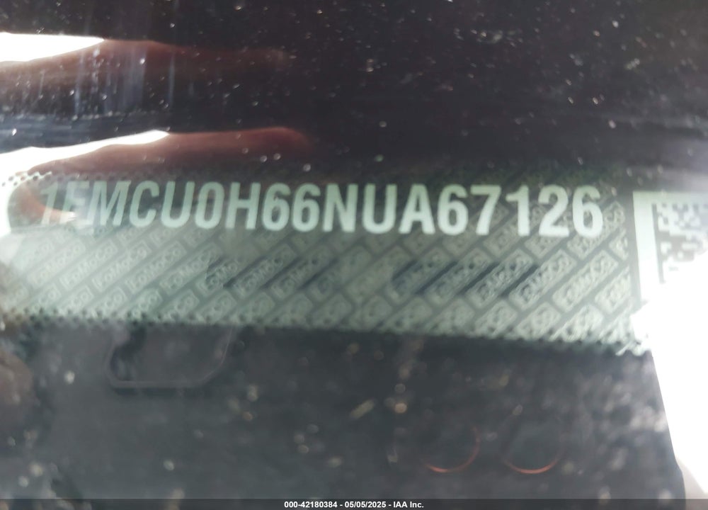 2022 FORD ESCAPE VIN: 1FMCU0H66NUA67126