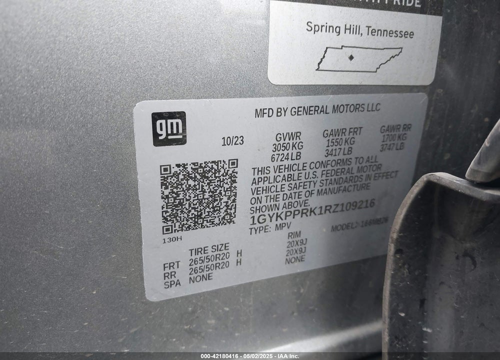 2024 CADILLAC LYRIQ LUXURY W/1SC VIN: 1GYKPPRK1RZ109216