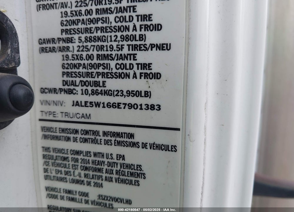 2014 ISUZU DSL REG AT VIN: JALE5W166E7901383