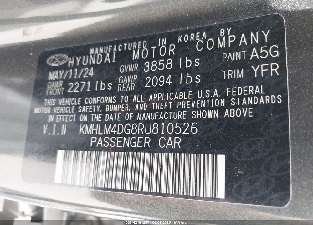 2024 HYUNDAI ELANTRA SEL VIN: KMHLM4DG8RU810526