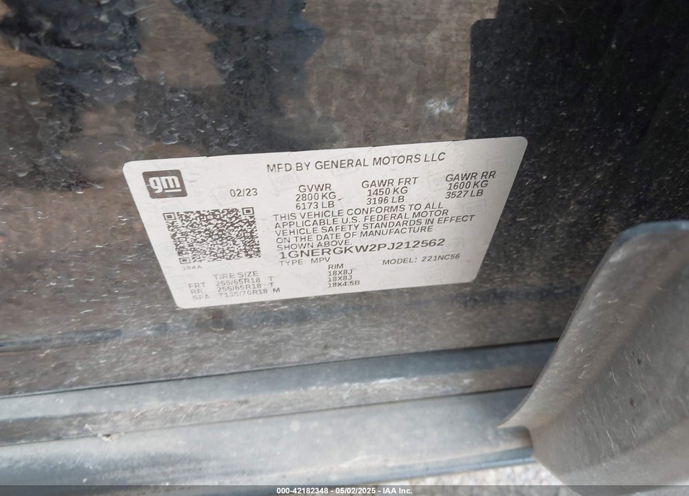 2023 CHEVROLET TRAVERSE VIN: 1GNERGKW2PJ212562