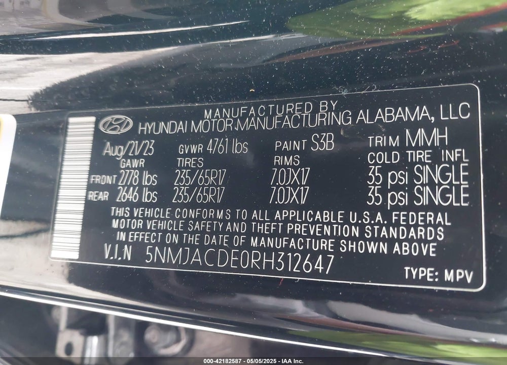 2024 HYUNDAI TUCSON SE VIN: 5NMJACDE0RH312647
