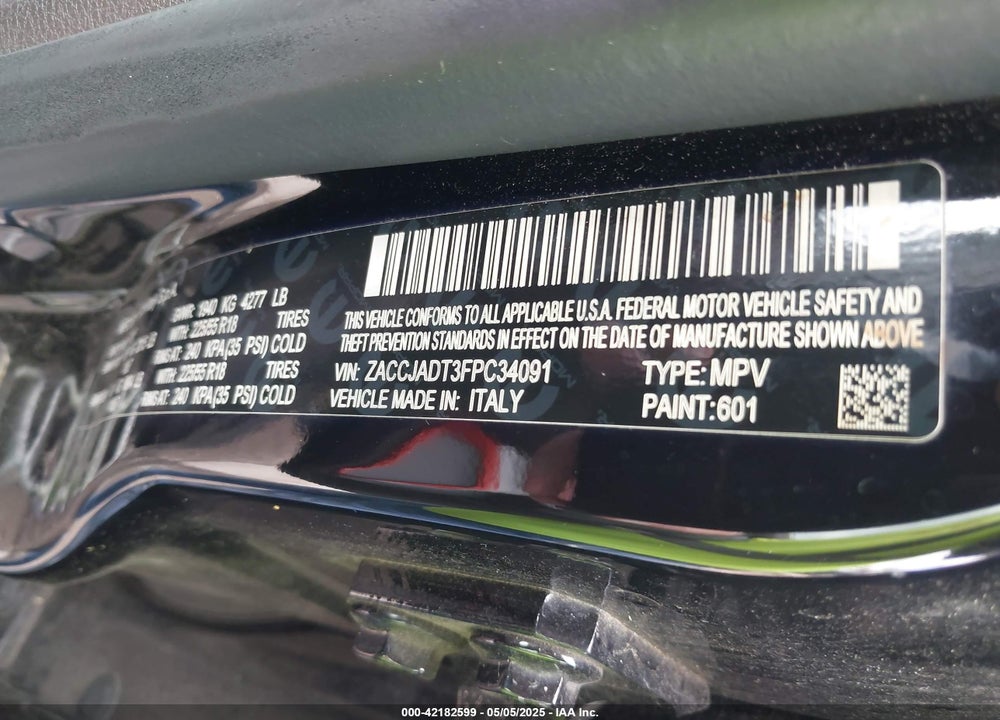 2015 JEEP RENEGADE VIN: ZACCJADT3FPC34091