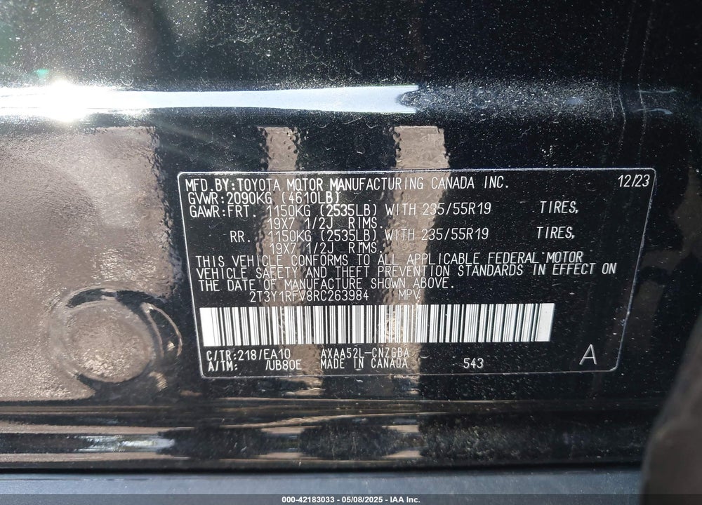 2024 TOYOTA RAV4 VIN: 2T3Y1RFV8RC263984