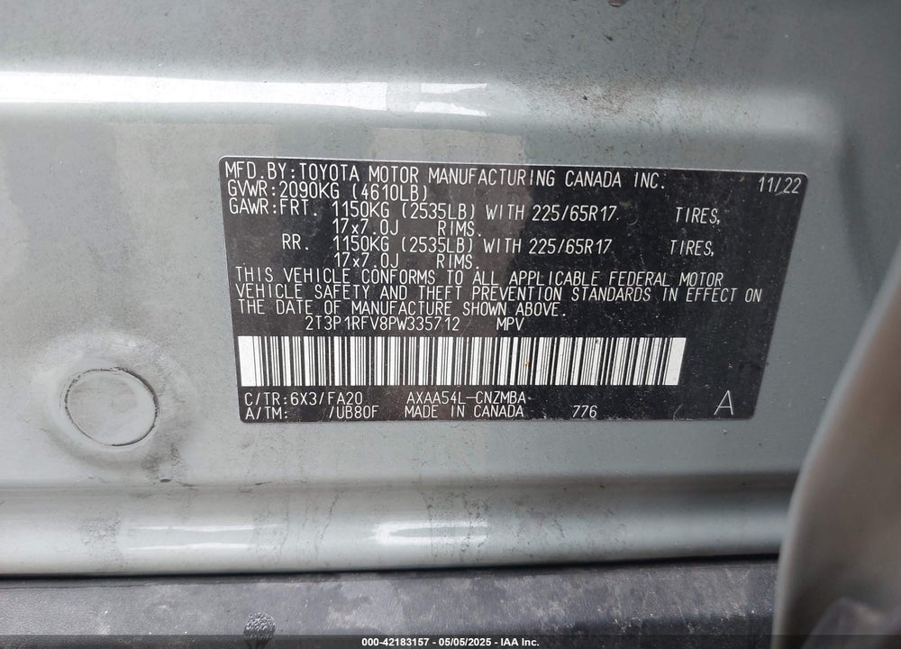2023 TOYOTA RAV4 XLE VIN: 2T3P1RFV8PW335712
