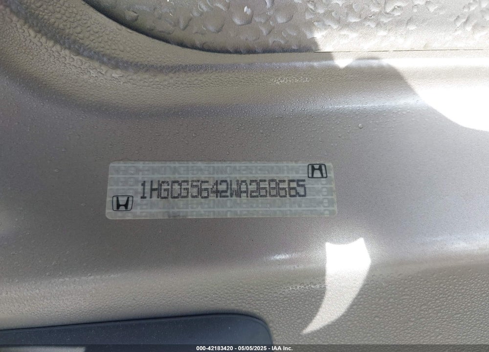 1998 HONDA ACCORD VIN: 1HGCG5642WA268665