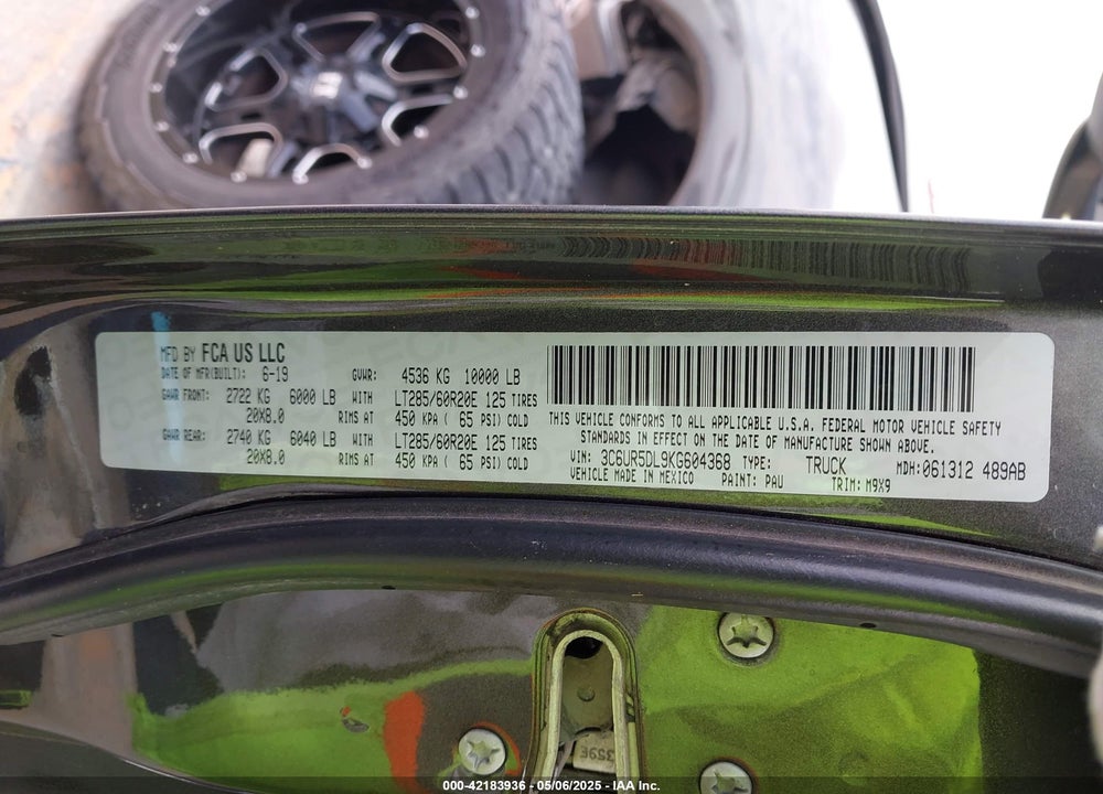 2019 RAM 2500 VIN: 3C6UR5DL9KG604368