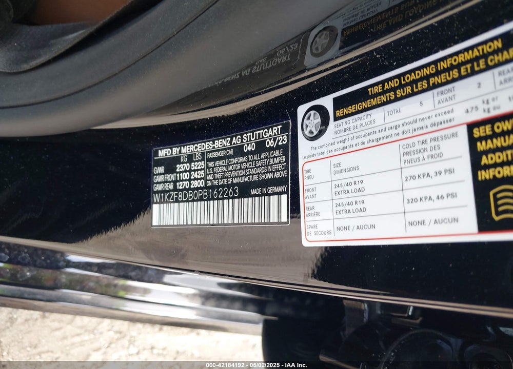 2023 MERCEDES-BENZ E-CLASS VIN: W1KZF8DB0PB162263