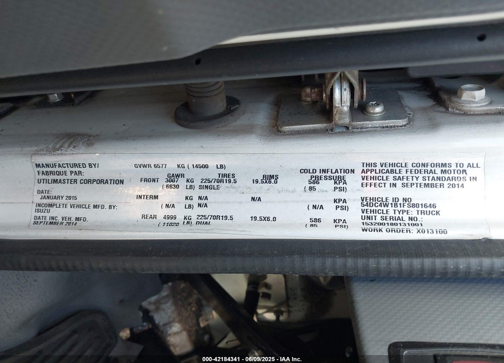 2015 ISUZU NPR HD REG VIN: 54DC4W1B1FS801646