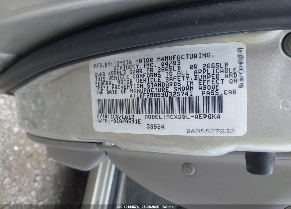 2003 TOYOTA AVALON XLS VIN: 4T1BF28B83U325741