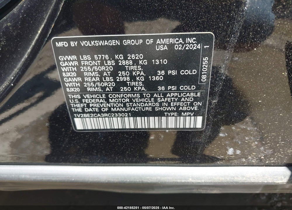 2024 VOLKSWAGEN ATLAS CROSS SPORT 2.0T SEL VIN: 1V2BE2CA3RC233021