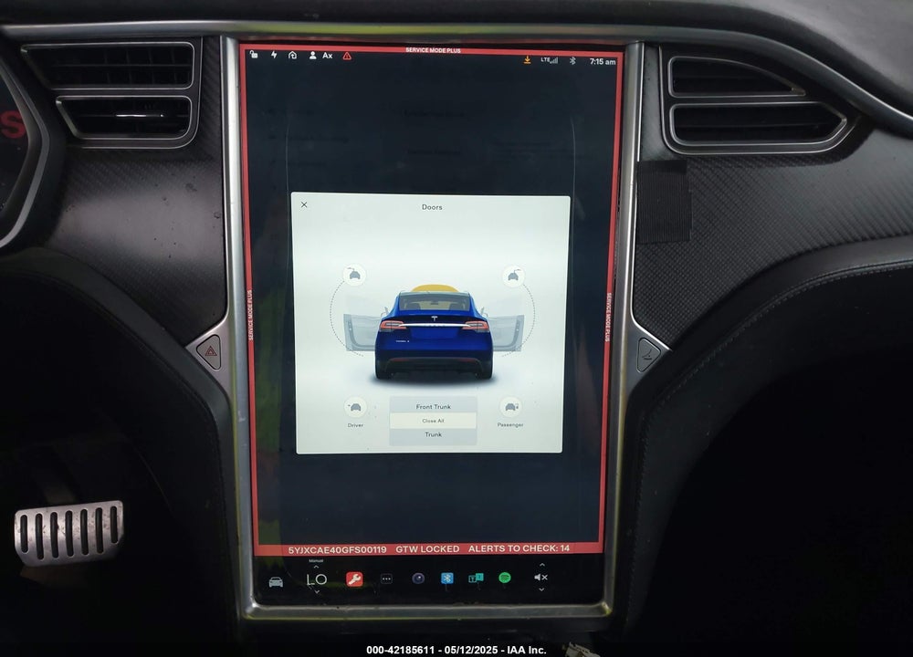 2016 TESLA MODEL X VIN: 5YJXCAE40GFS00119