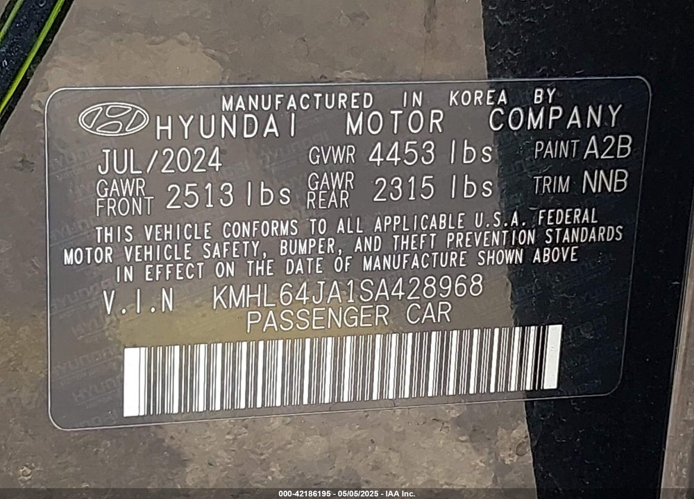 2025 HYUNDAI SONATA VIN: KMHL64JA1SA428968