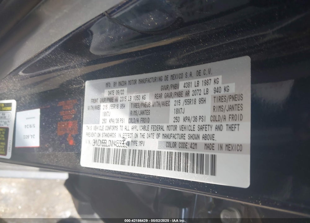 2022 MAZDA CX-30 VIN: 3MVDMBBL0NM453353