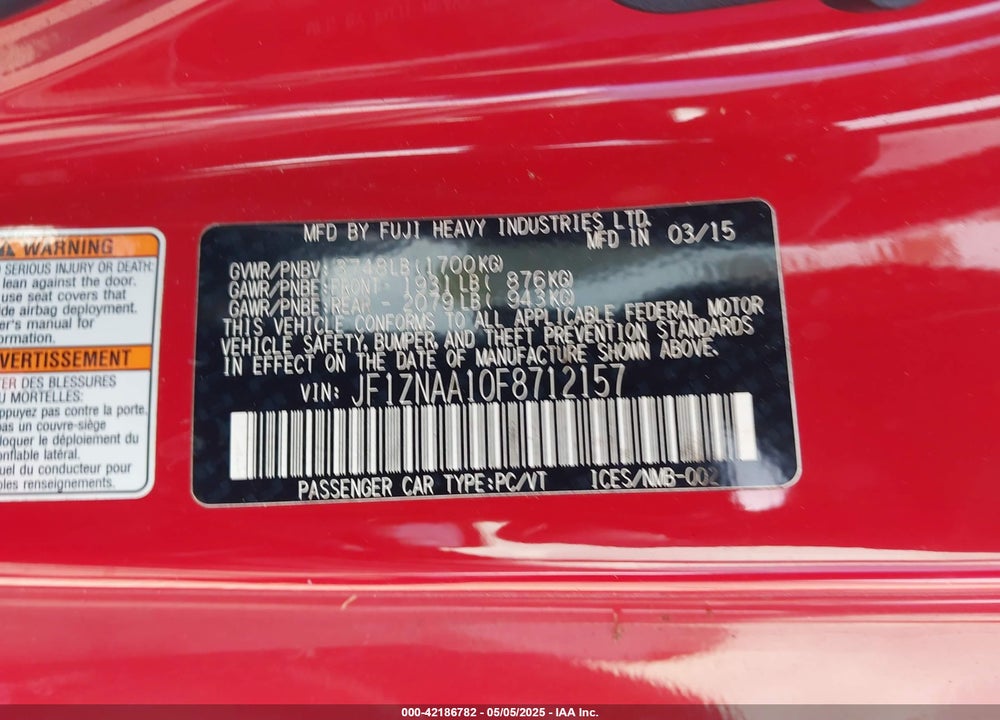 2015 SCION FR-S VIN: JF1ZNAA10F8712157