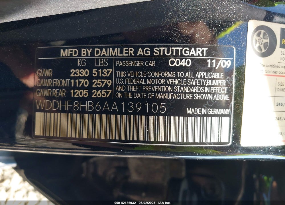 2010 MERCEDES-BENZ E 350 4MATIC VIN: WDDHF8HB6AA139105